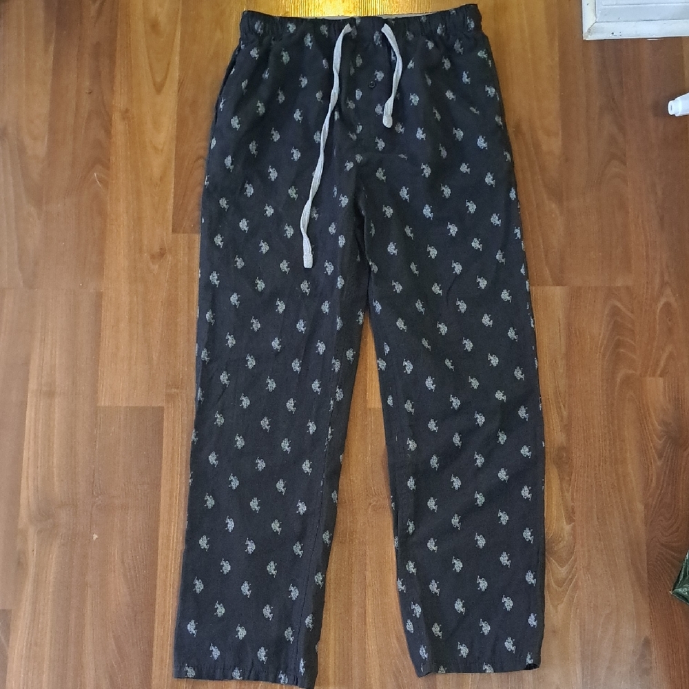 U.S. Polo Assn. Black Joggers with Allover Logo Print and White Drawstring
